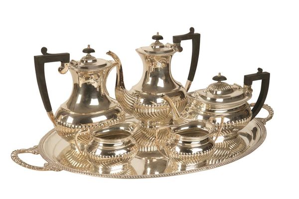 GEORGE III STYLE SIX PIECE SILVER TEA AND COFFEE SET