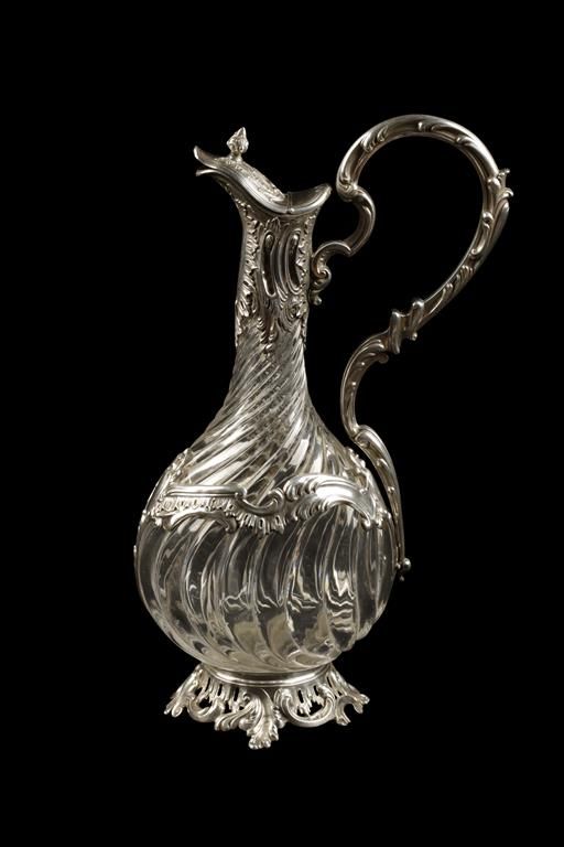 CONTINENTAL WHITE METAL MOUNTED CLARET JUG