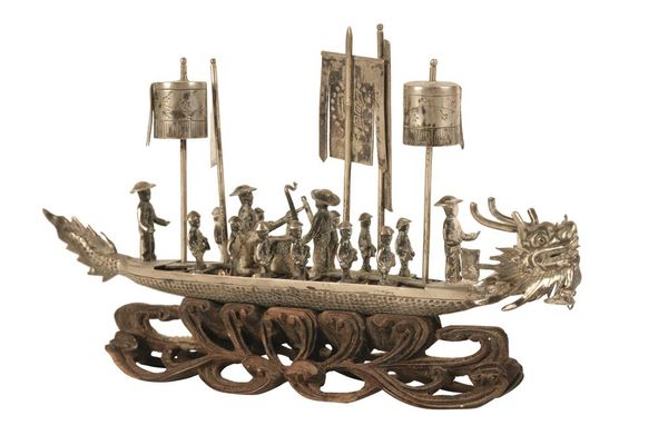 CHINESE SILVER MODEL OF A JUNK