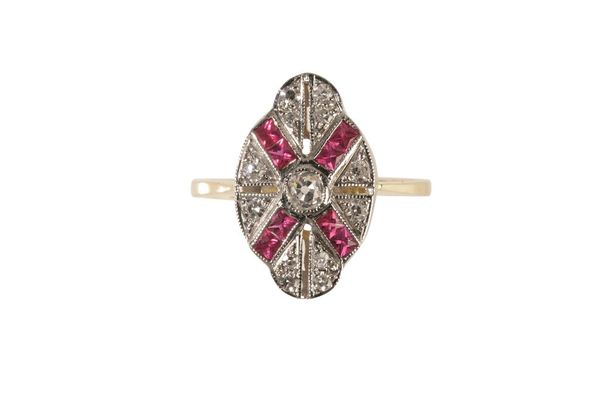 ART DECO STYLE RUBY AND DIAMOND RING