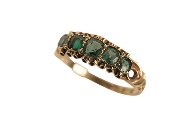 FIVE STONE EMERALD RING