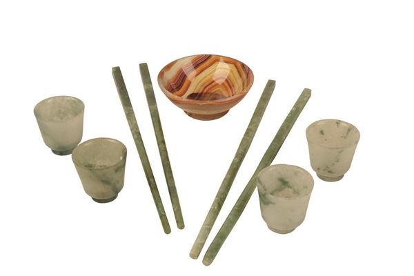 SET FOUR CHINESE JADE CUPS