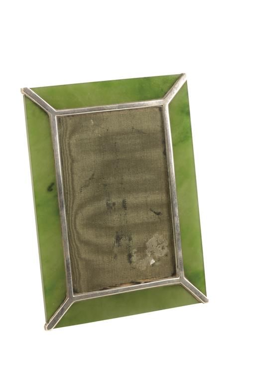 WALKER & HALL SILVER AND JADE PHOTO FRAME c.1908, retailed by Frank Hyams Ltd. B