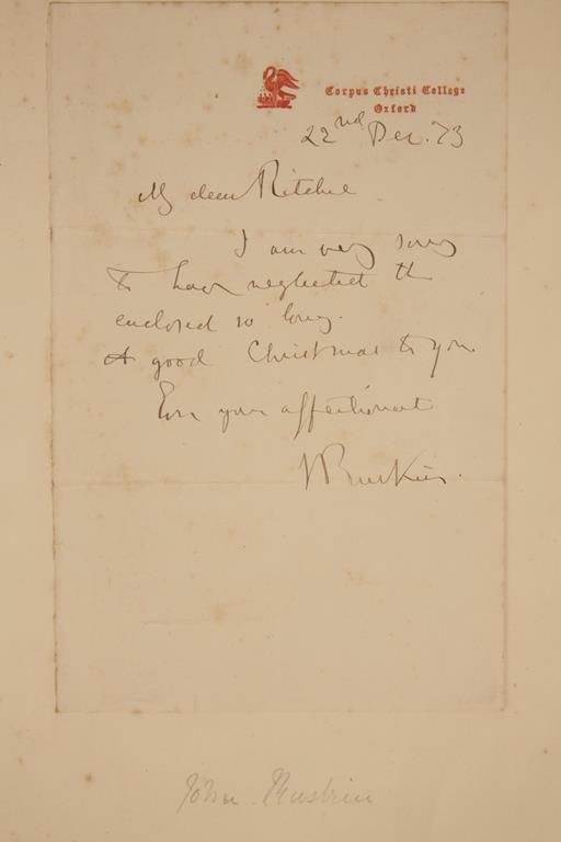 RUSKIN, JOHN (1819-1900)A letter to 'My dear Ritchie….'