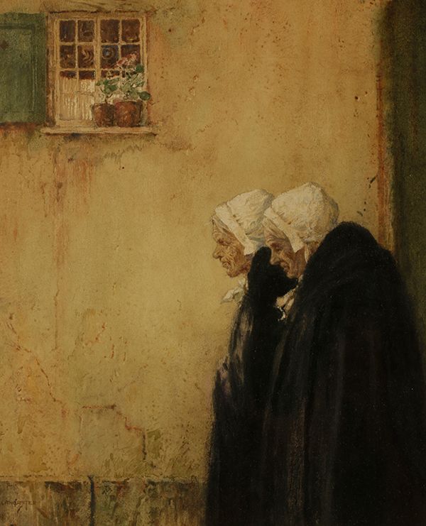 •PERCY LANCASTER (1878-1951) Elderly women passing a window