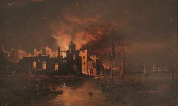 PIETER VAN DER BURGH (1805-1879) building being ravaged by fire