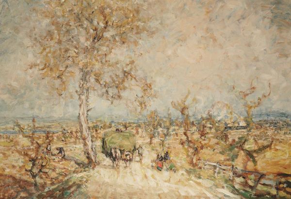 •JULIUS SEYLER (1873-1955) 'AUTUMN' A study of figures and a laden ox cart