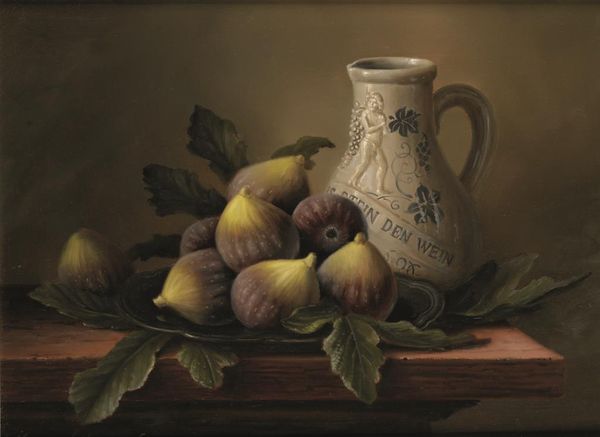 •BRIAN DAVIES (1942-2014) A still life study of figs and a German stoneware jug