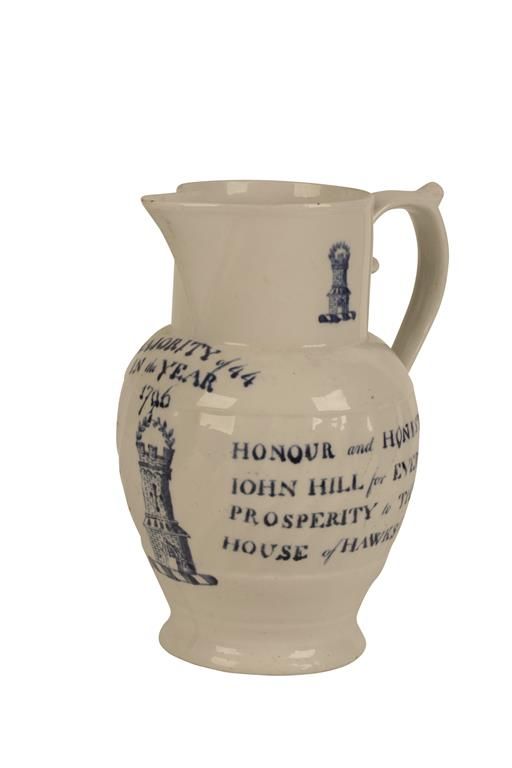 POTTERY ELECTIONEERING JUG decorated in blue