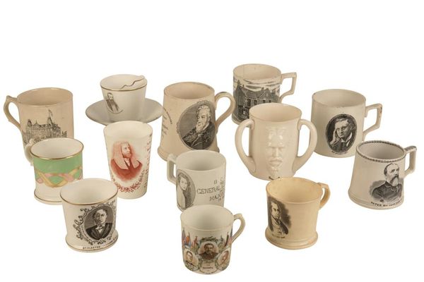 COLLECTION OF POTTERY MUGS, 19th century, relating to the Cooperative Society