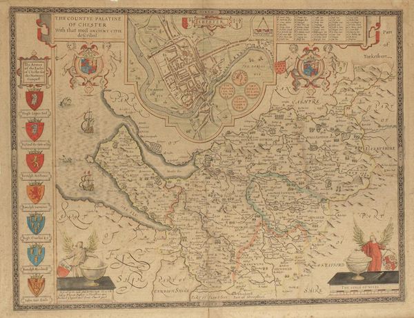 JOHN SPEED HAND COLOURED MAP OF THE COUNTY OF PALATINE OF CHESTER