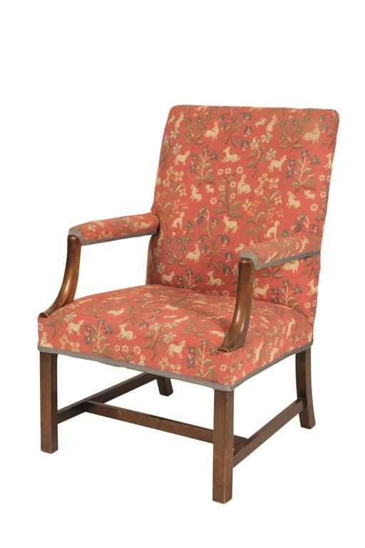 GEORGE III STYLE MAHOGANY GAINSBOROUGH ARMCHAIR