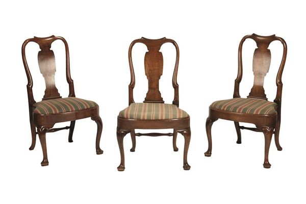 SET OF TEN GEORGE II "RED WALNUT" DINING CHAIRS