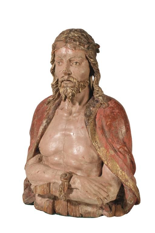 CONTINENTAL CARVED WOOD BUST OF CHRIST