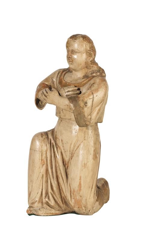 CONTINENTAL CARVED, PAINTED AND PARCEL GILT FIGURE OF A SAINT