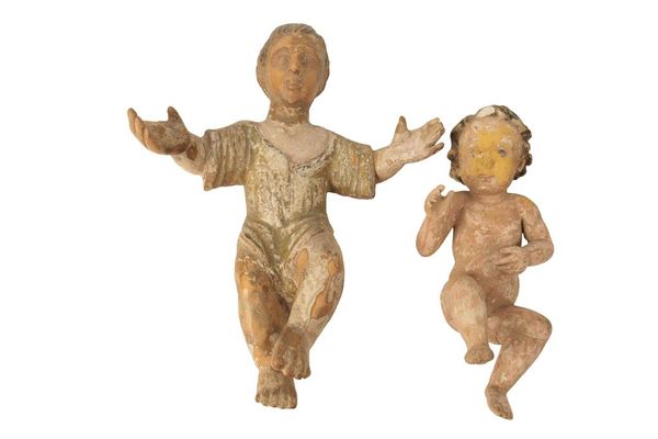 TWO ITALIAN CARVED WOOD FIGURES