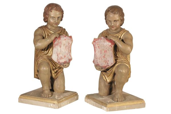 PAIR OF ITALIAN CARVED WOOD FIGURES