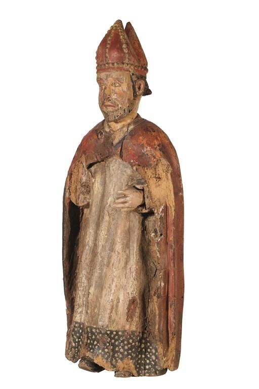 CONTINENTAL CARVED AND POLYCHROME PAINTED FIGURE