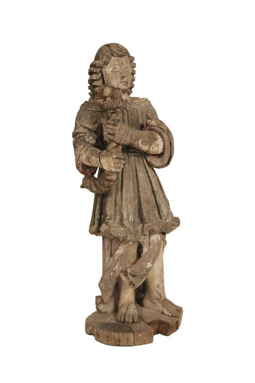 19TH CENTURY CONTINENTAL CARVED WOOD DECORATIVE FIGURE