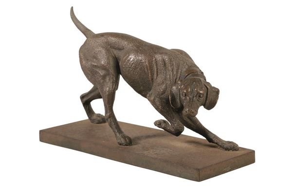 SPELTER AND IRON MODEL OF A POINTER, EARLY 20TH CENTURY