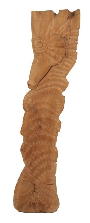 •MARY SPENCER WATSON (1913-2006), stylised carved cherrywood seahorse