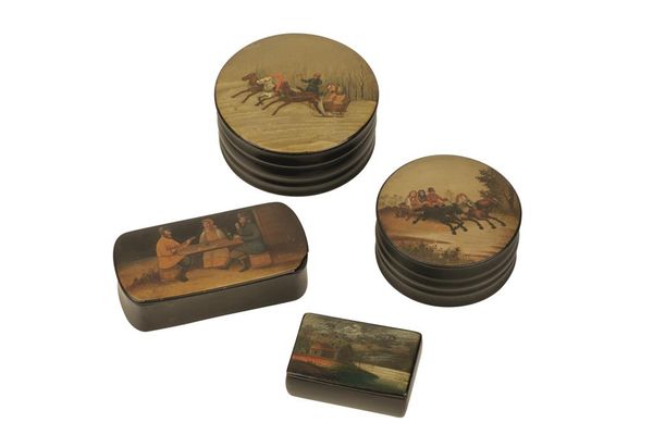 FOUR SMALL RUSSIAN LACQUER BOXES