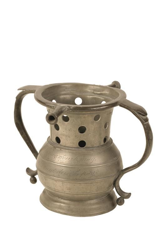 RARE GEORGE III PEWTER PUZZLE JUG