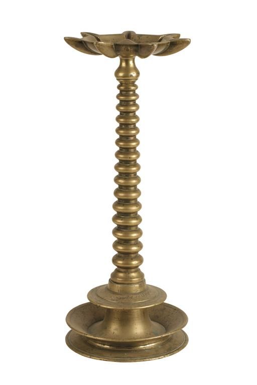 JUDAICA: A BRASS SABBATH LAMP