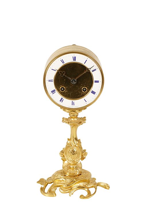 GILT METAL CASED DRUM CLOCK