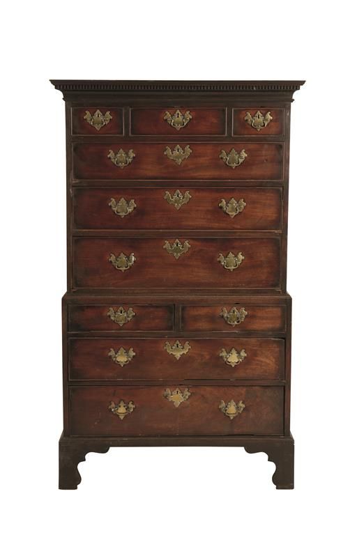 GEORGE II "RED WALNUT" CHEST ON CHEST