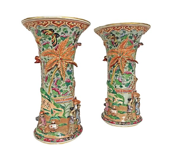 PAIR OF BAYEUX "CANTONESE" VASES, 19TH CENTURY