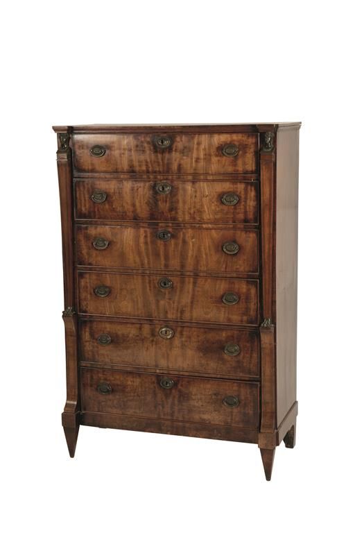 EMPIRE MAHOGANY TALL CHEST OF DRAWERS