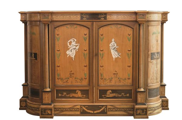 EXHIBITION QUALITY WALNUT AND MARQUETRY CREDENZA