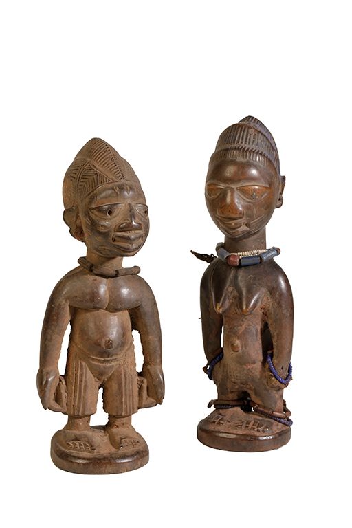 TWO YORUBA WOODEN IBEJIS