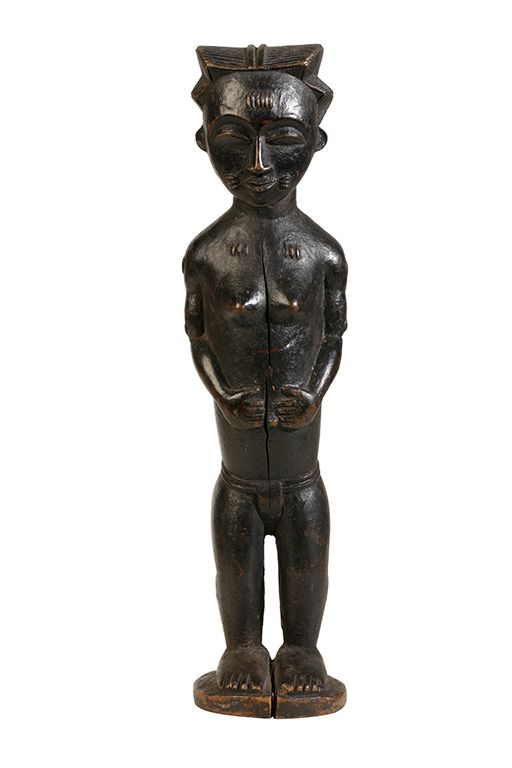 SMALL WOODEN BAULE STANDING FEMALE FIGURE