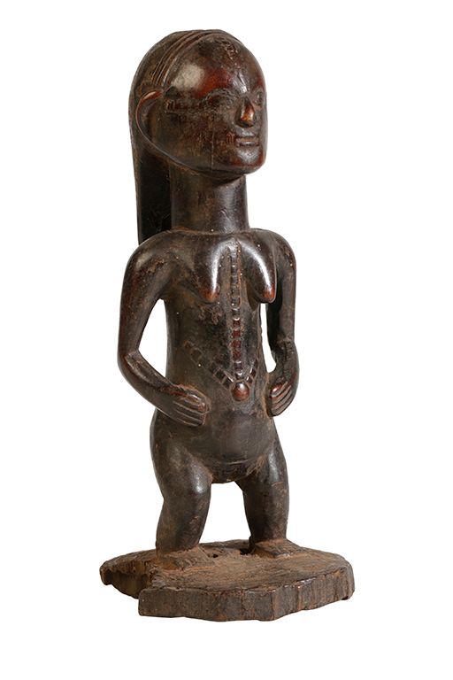 WOODEN TABWA STANDING FEMALE FIGURE