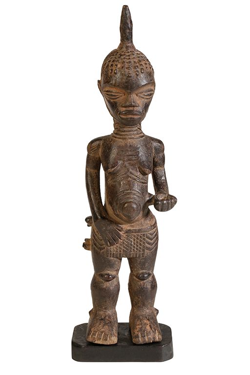 WOODEN BENA LULUA STANDING FEMALE FIGURE