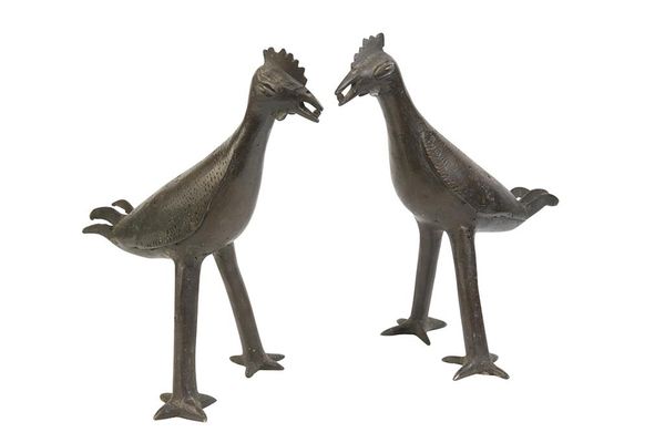 MATCHED PAIR OF BRONZE BIRDS