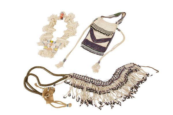 THEMBU BEADWORK AND WOVEN 'STRING' NURSING CHARM,