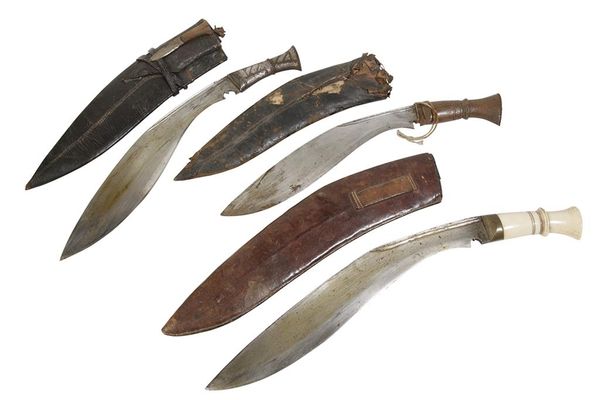 THREE VARIOUS KUKRI KNIFES