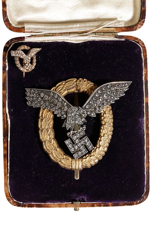 CASED LUFTWAFFE COMBINED PILOT AND OBSERVERS BADGE WITH DIAMONDS