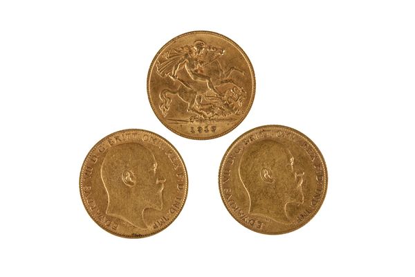 THREE GOLD HALF SOVEREIGNS 1902 ,1906,1912