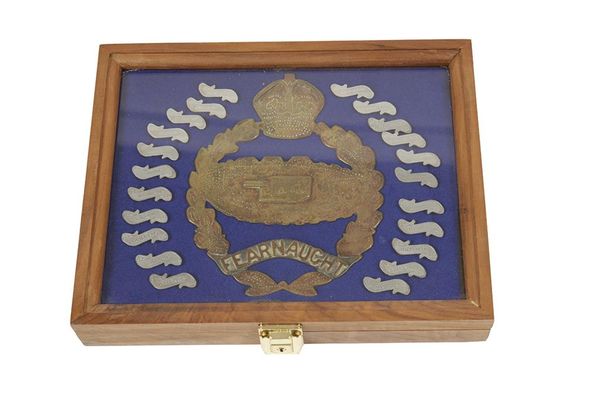 CASED TRENCH ART TANK BADGE with Battle Honours