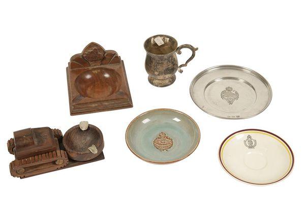 COLLECTION OF COMMEMORATIVE BOWLS AND ASH TRAYS RELATING TO TANK REGT