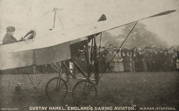 GUSTAV HAMEL, PIONEER AVIATOR: A very rare flown postcard