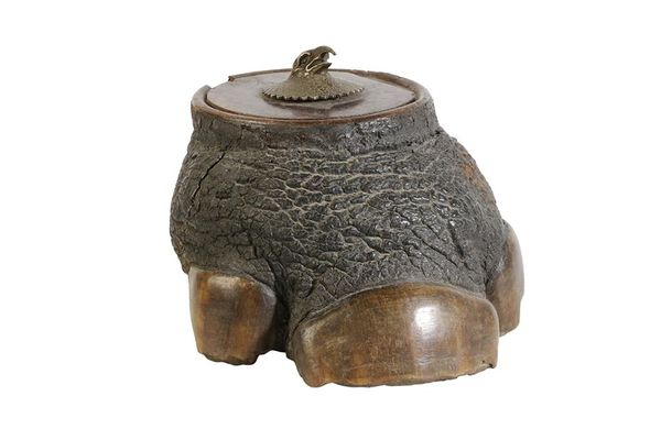 VICTORIAN TAXDIDERMY RHINO FOOT STORAGE JAR