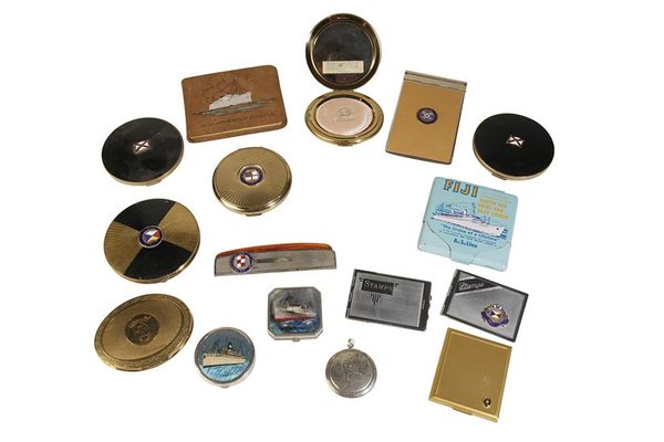 COLLECTION OF VARIOUS SHIPPING EMBLEM COMPACTS