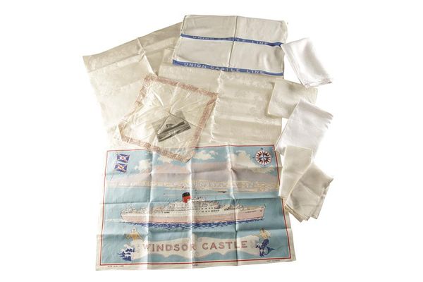 SET OF SIX 'COMPANIA TRANSATLANTICA BARCALONA' LINEN NAPKINS