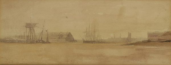 WILLIAM LIONEL WYLLIE (1851-1931) a dockland scene with tall ships on the river