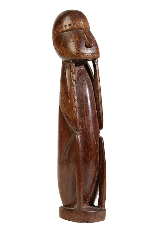 WOODEN SEATED FIGURE Trobriand Isles
